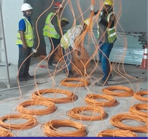 Cable laying by site team