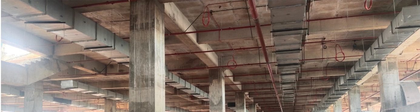 Fire fighting pipework in a large building