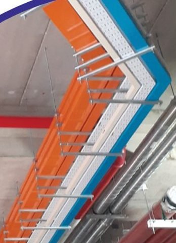 Colour-coded cable trays and services